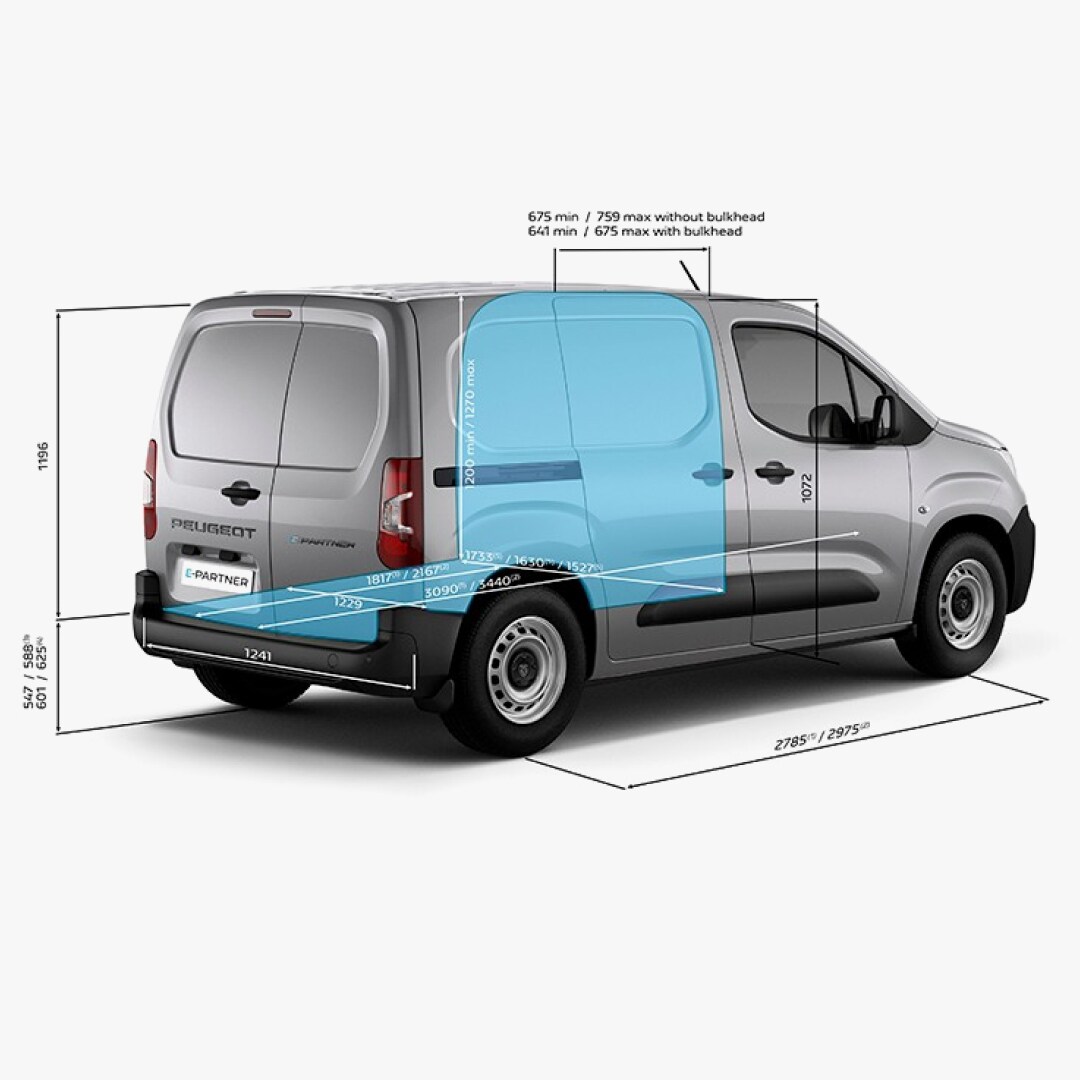 Dimensões interiores do PEUGEOT PARTNER