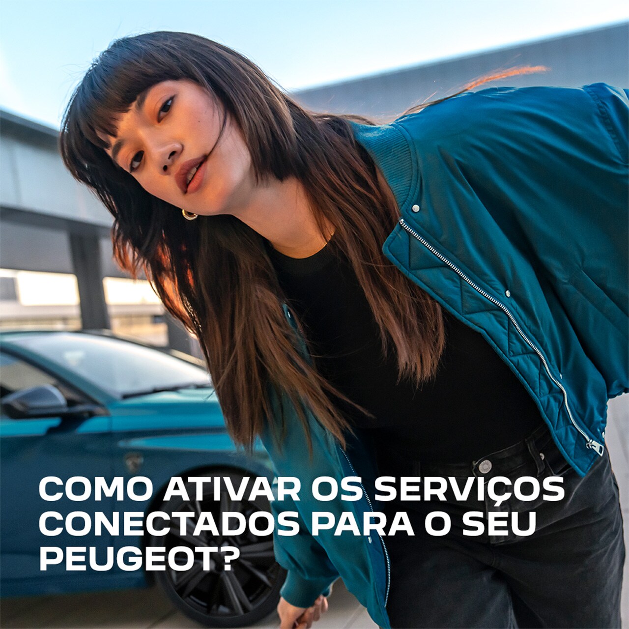 Woman in front of a Peugeot 308 SW